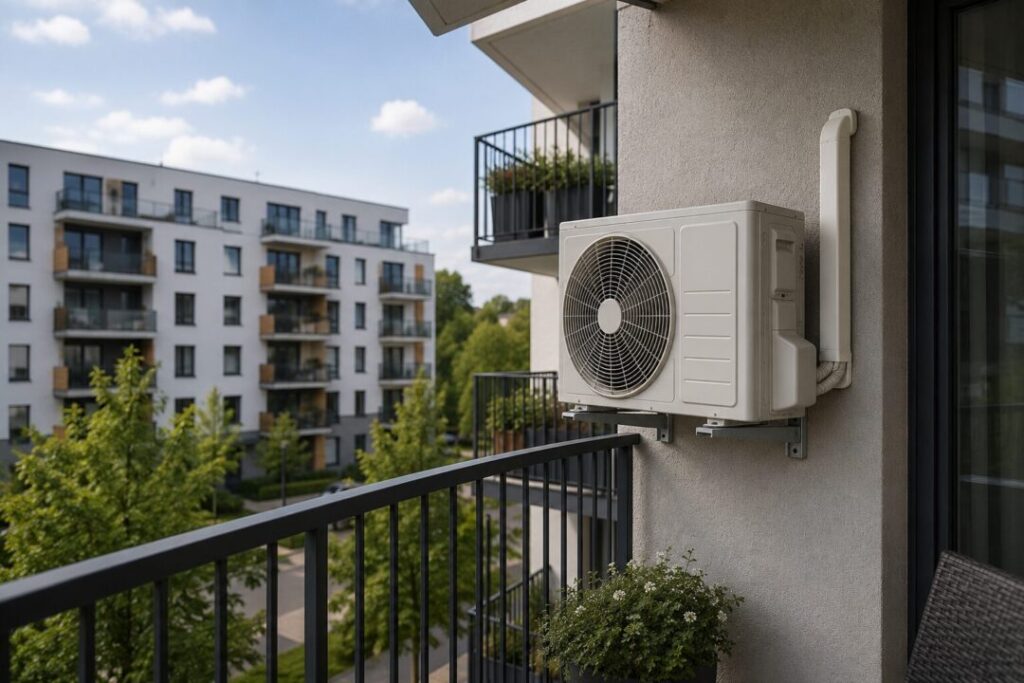 montaż klimatyzacji na balkonie w bloku